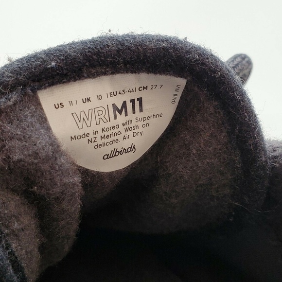 Allbirds Men's Wool Runners Charcoal Gray Natural Black Lace-Up Washable Size 11 - Picture 10 of 11